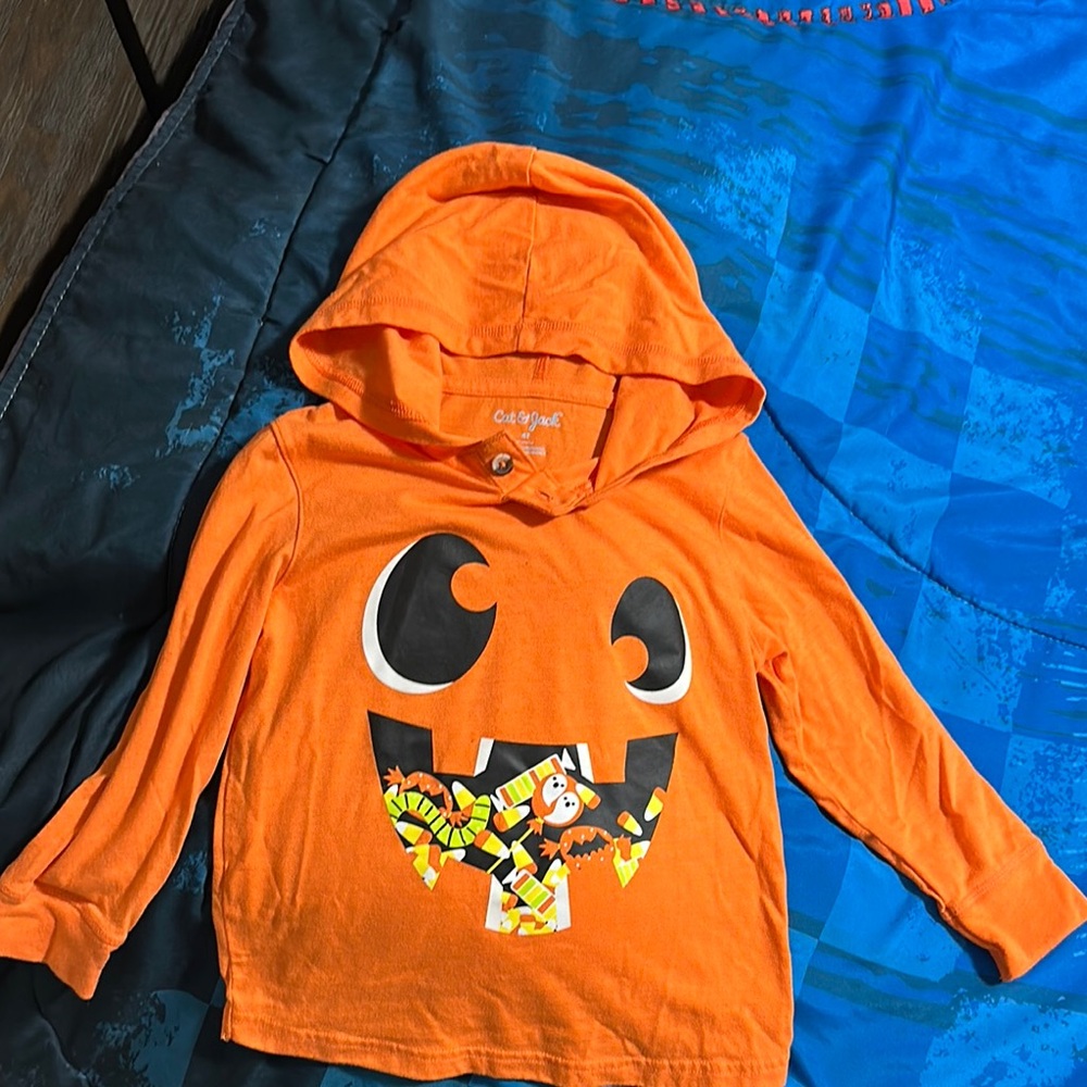 Cat & Jack Orange Hoodie with Pumpkin Design